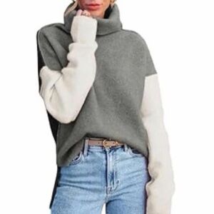 Women's Two-Tone Turtleneck Sweater